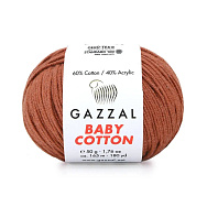 Пряжа Gazzal Baby Cotton №3454, 50 г, 165 м, Теракотова (YAR-060771)