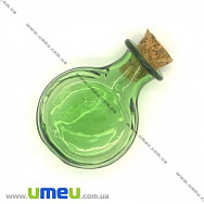 Скляна баночка Кругла, Зелена, 20х27 мм, 1 шт (DIF-006696)