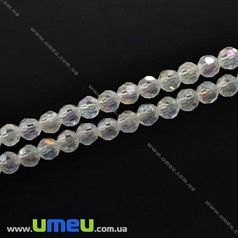 [Архів] Намистина під кришталь гранована кругла, 6 мм, Прозора АВ (BUS-007630)