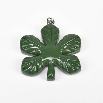 Підвіска Лист каштана з полімерної глини, 33х29 мм, Зелений (POD-059370)