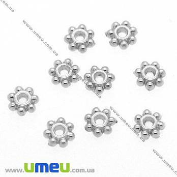 [Архів] Намистина-розділювач мет., 4 мм, Темне срібло (BUS-007639)