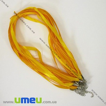 [Архів] Основа на шию (атл. стрічка і вощений шнур), Помаранчева, 46 см, 7 мм (OSN-001374)