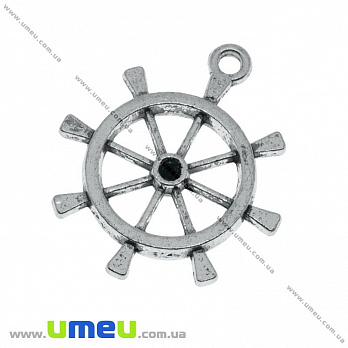 Подвеска метал. Штурвал, 28х24 мм, Античное серебро (POD-003427)
