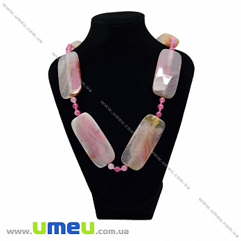 [Архів] Намиста з натурального каменю Агат сіро-рожевий, 58 см (BUS-028742)