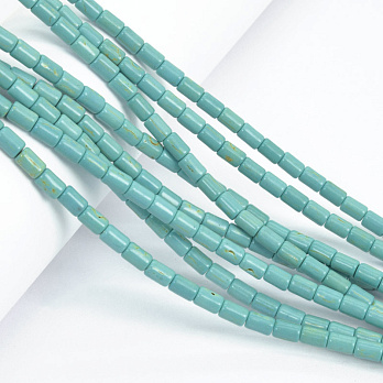 Намистини Бірюза пофарбована, Синт. камінь, 6х4 мм, Циліндр (BUS-057560)