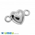 Замок магнитный Сердце, 17,5х10х7 мм, Темное серебро (ZAM-048735)