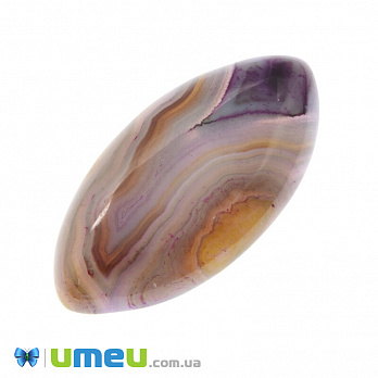 Кабошон нат. камень Агат Бразильский золотисто-фиолетовый, Лодочка, 40х20 мм, 1 шт (KAB-042758)