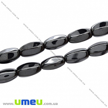 [Архів] Намистина натуральний камінь Гематит, 12х7 мм, Рис гранований (BUS-021652)