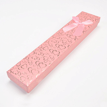 Подарункова коробочка Прямокутна з сердечками, 21х4х2 см, Рожева (UPK-035936)