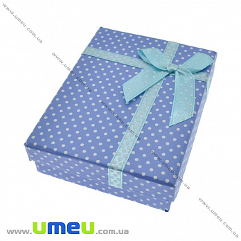 Подарочная коробочка Прямоугольная в горошек, 9х7х2,6 см, Голубая, 1 шт (UPK-035780)