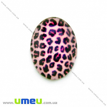 Кабошон скляний з принтом Леопардовий, 18х13 мм, Овал (KAB-013725)