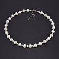 Кольє біле, Намистини скляні, 37 см, Нерж сталь (BUS-062310)