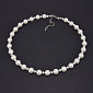 Колье белое, Бусины стеклянные, 37 см, Нерж сталь (BUS-062310)