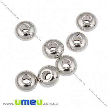 Намистина пластикова Рондель, 5х2 мм, Срібляста (BUS-035848)