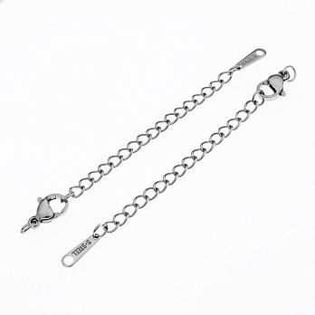 Замок-карабін із нерж. сталі з подовжувачем та кінцевиком, 70 мм, Темне срібло (STL-055732)