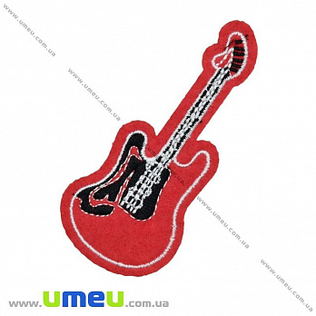 Термоаплікація Гітара, 8х3,5 см, Червона (APL-025788)