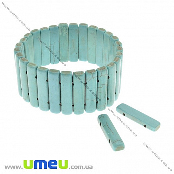 [Архів] Намистина натуральний камінь на два отвори Бірюза (син.), 30х7х5 мм (BUS-027491)