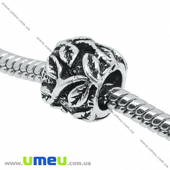 [Архів] Намистина PANDORA мет. Листочки, 10х8 мм, Античне срібло (BUS-006880)