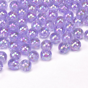 Намистини акрилові Прозорі райдужні, Круглі, 6 мм, Бузкові (BUS-059538)