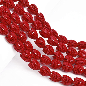 Намистини Корал пофарбований, Синт. камінь, 13х10 мм, Квітка (BUS-057673)