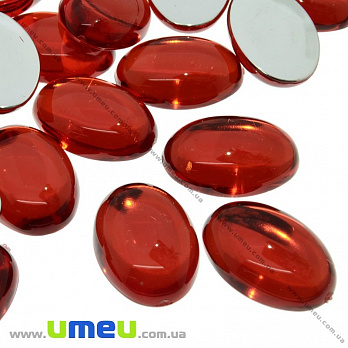 Кабошон пластиковий, Овал, 25х18 мм, Червоний (KAB-009574)