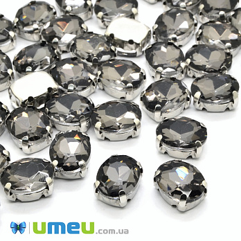 Шатон овальний 18х13 мм, Темне срібло, Сірий (KAB-052872)