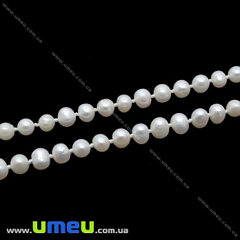 [Архів] Намистина натуральний камінь Перли річкові молочні, 6-7 мм (BUS-040566)