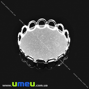 Основа круглая, 18 мм, Светлое серебро, 1 шт (OSN-013493)