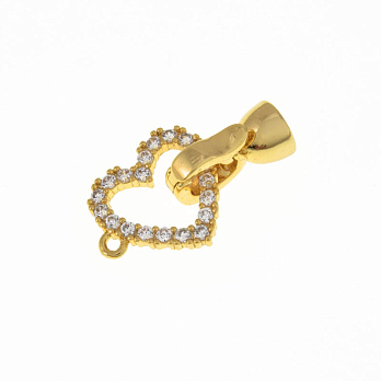 Застібка, 22х12 мм, Латунь з покриттям 18 kt, Куб. цирконій (ZAM-060837)