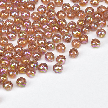 Намистини акрилові Прозорі райдужні, Круглі, 4 мм, Коричневі (BUS-059698)