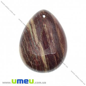 Підвіска з натурального каменю, Окам'яніле дерево, Крапля, 41х31 мм (POD-033016)