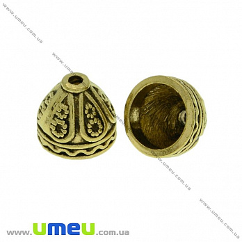 Колпачок металлический, 9х8 мм, Античное золото, 1 шт (OBN-024254)