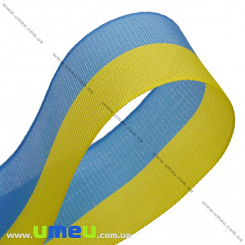Лента тканевая, Желто-голубая, 30 мм, 1 м (LEN-010236)