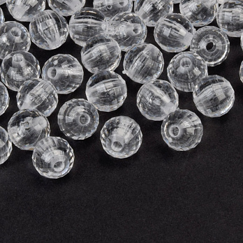 Намистини для сумок ОПТ, Акрилові, Круглі грановані, 7,5 мм, Прозорі (BUS-059960)