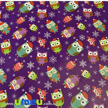 Пакувальний папір Сови, Фіолетовий, 70х100 см (UPK-023526)