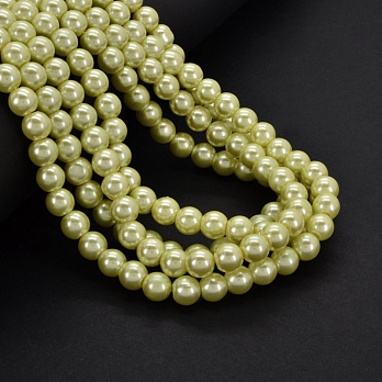 Намистини скляні Перли, 8 мм, Жовті, Круглі (BUS-052088)