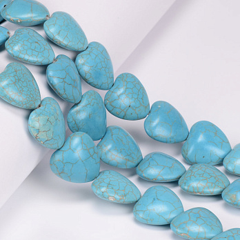 Намистини Бірюза, Синт. камінь, 20х19 мм, Серце (BUS-056105)