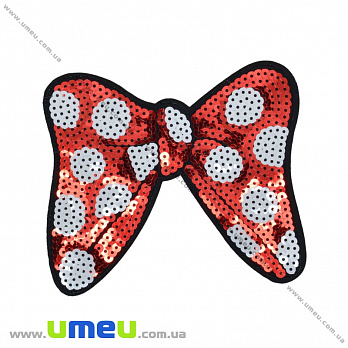 Термоаплікація з паєтками Бант, 13х11 см, Червона (APL-035231)