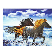 Набор для вышивания нитками, 6D Лошади, 44х35 см (SXM-061215)