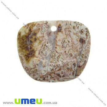 Підвіска з натурального каменю, Агат мереживний (Crazy Agate), 42х36 мм (POD-032999)