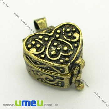 [Архів] Медальйон Серце, Антична бронза, 21х14х9 мм (POD-004765)
