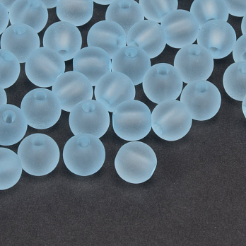 Бусины акриловые матовые, Круглые, 8 мм, Голубые (BUS-059756)