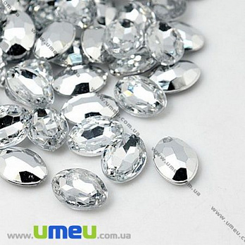 Ріволі пластиковий, Овал гранований, 30х20 мм, Прозорий (KAB-009570)