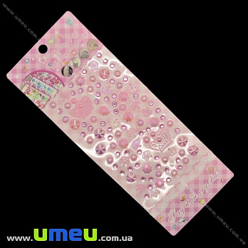 Декоративные элементы на клеевой основе, Розовые, 1 планшет (DIF-024154)