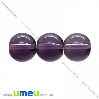 Бусина стеклянная Круглая, 6 мм, Фиолетовая, 1 низка (BUS-021880)