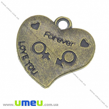 Підвіска метал. Серце, 26х26 мм, Антична бронза (POD-003346)