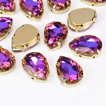 Шатон крапля 18х13 мм, Золото, Золотисто-фіолетовий (KAB-052939)