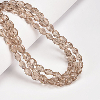 Намистини скляні, Рис гранований, 8х6 мм, Сірі (BUS-057478)