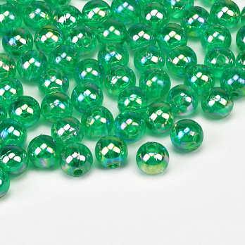 Намистини акрилові Прозорі райдужні, Круглі, 6 мм, Зелені (BUS-059547)