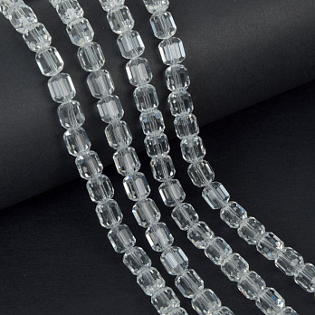 Намистини скляні, Прямокутник гранований, 7х6 мм, Прозорі (BUS-057500)